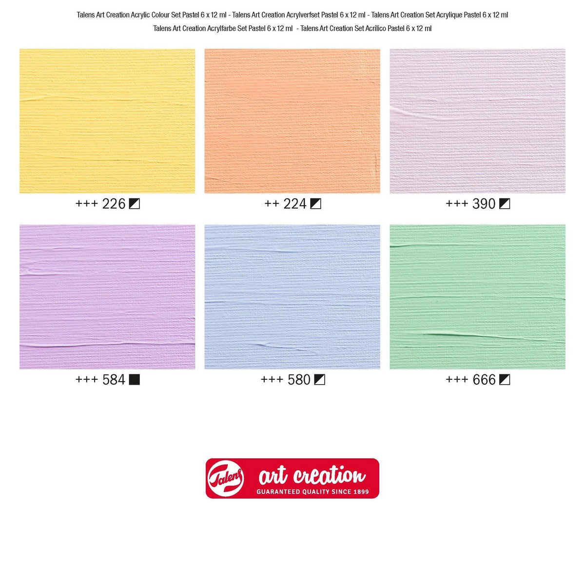 ESTOJO ACRILICA TALENS ART CREATION 06 CORES PASTEL 12ML
