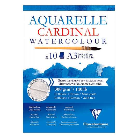 BLOCO CLAIREFONTAINE CARDINAL 300g/m2 A3  50% COTTON 10 FLS