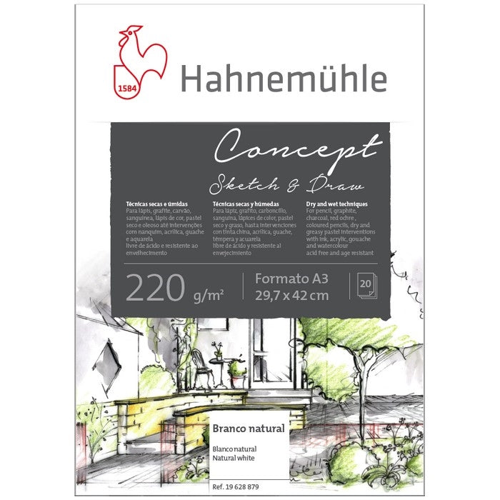 BLOCO HAHNEMUHLE CONCEPT SKETCH & DRAW A3 220G/M2 020 FOLHAS
