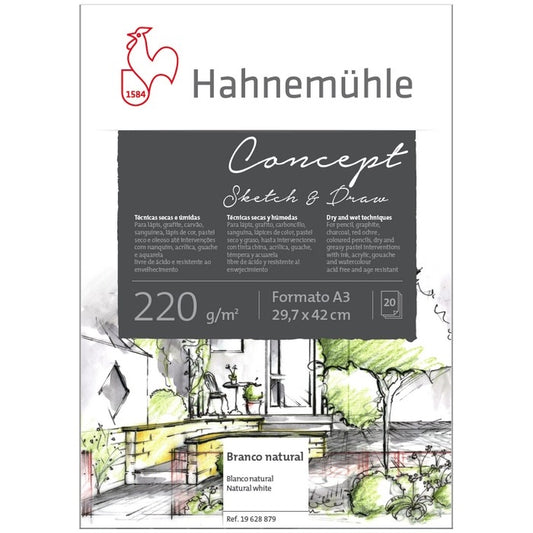BLOCO HAHNEMUHLE CONCEPT SKETCH & DRAW A3 220G/M2 020 FOLHAS