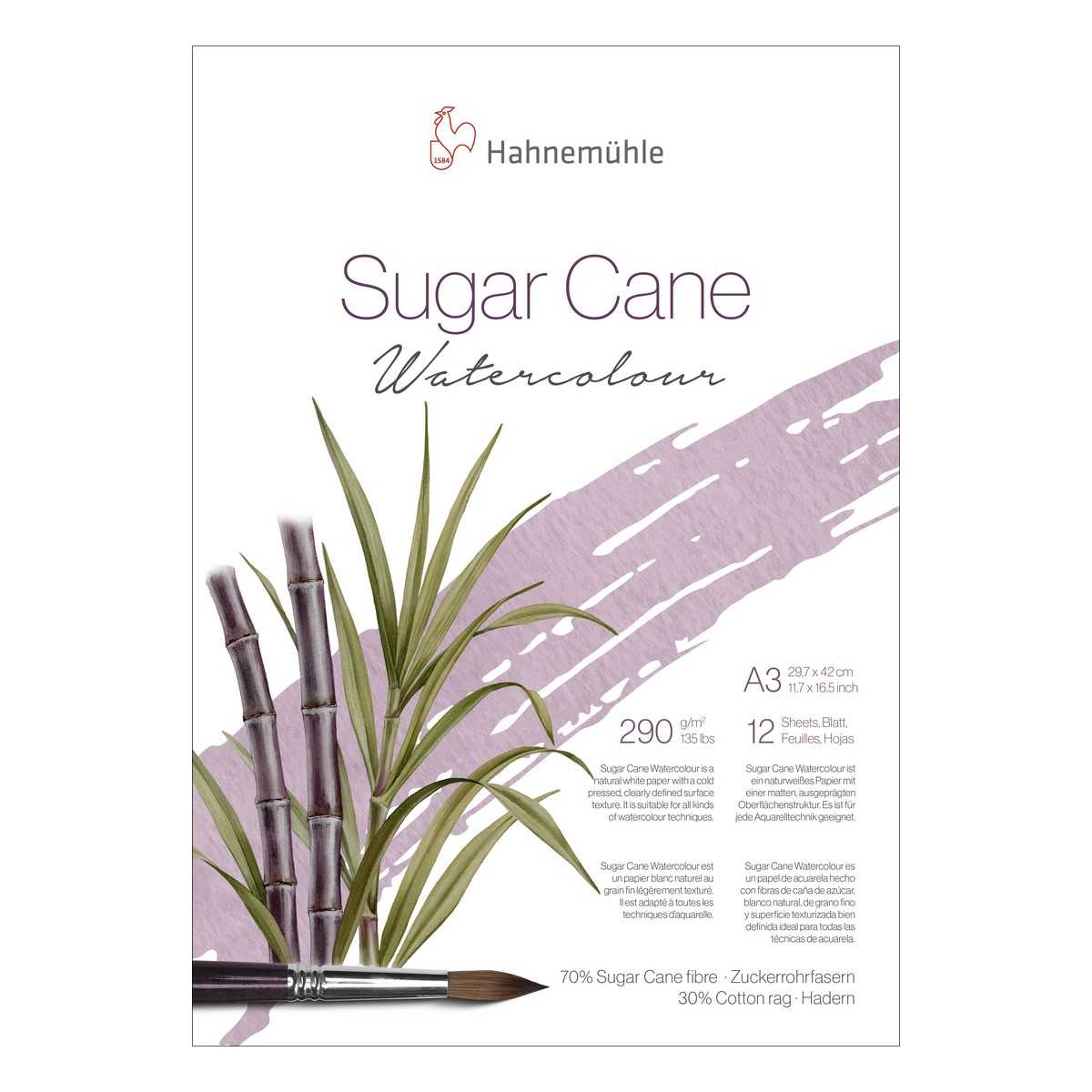 BLOCO HAHNEMUHLE SUGAR CANE 290g/m2 A3 GRANA FINA 12FLS