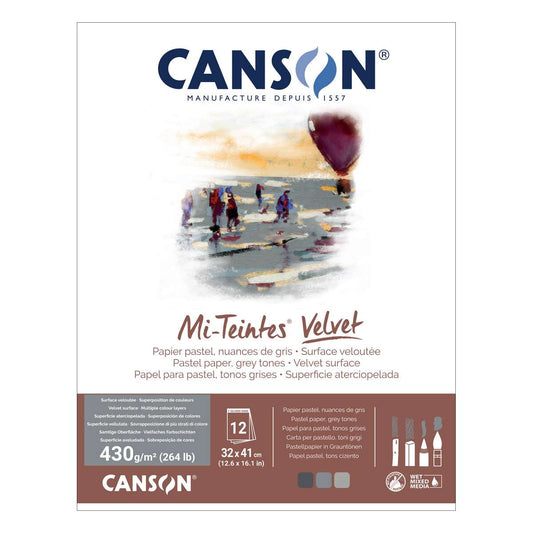 BLOCO CANSON MI-TEINTES VELVET TONS CINZA 430G 32x41 12FL