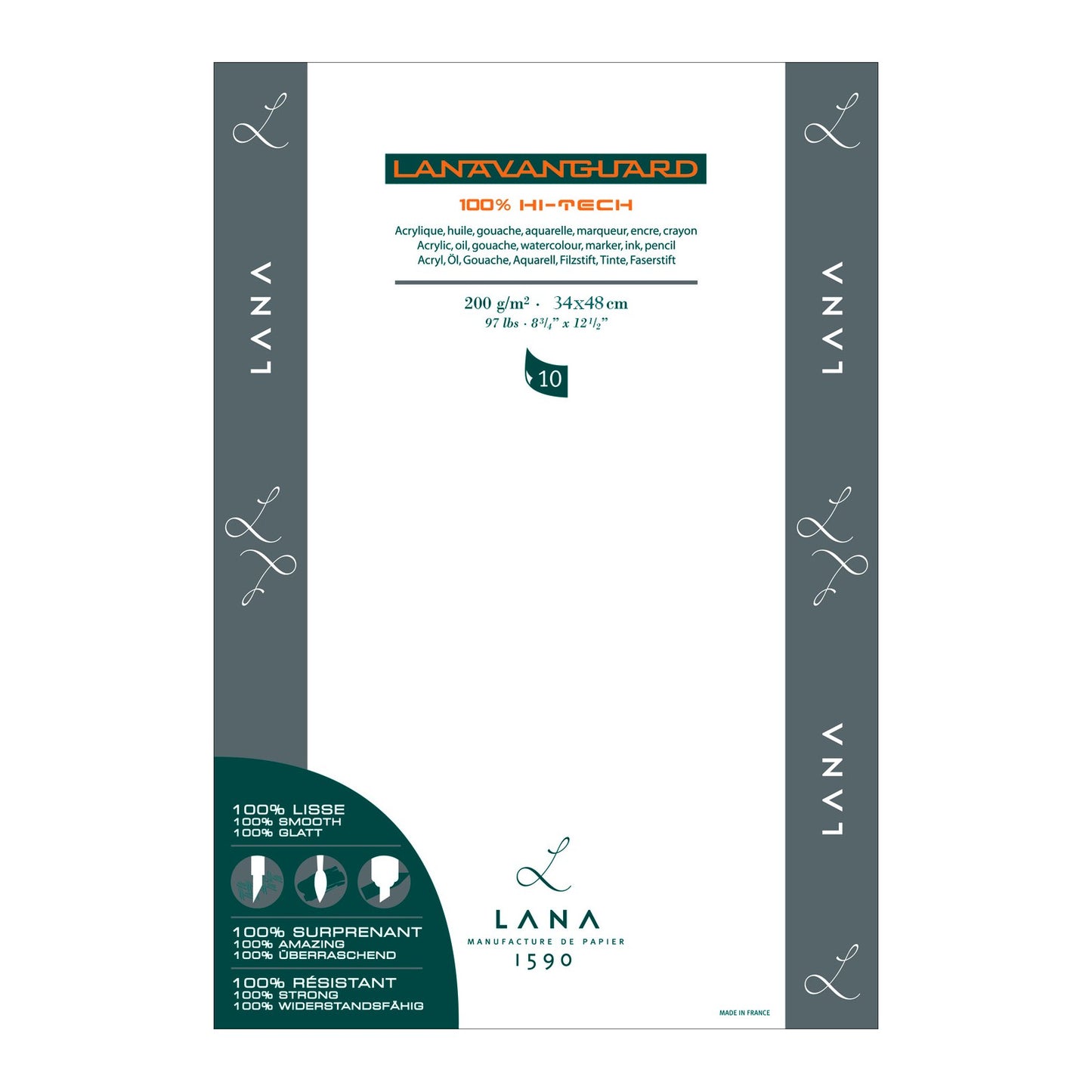 BLOCO LANA LANAVANGUARD HI-TECH 200g/m2 34X48 10 FOLHAS