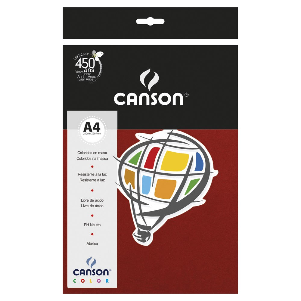 PAPEL CANSON COLOR 180G/M2 VERMELHO GRANATE A4