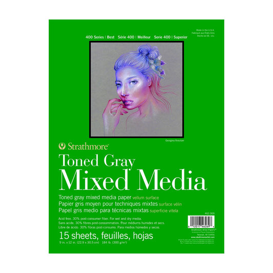BLOCO STRATHMORE 400 SERIES TONED GRAY MEDIA 22X30 300G 15F