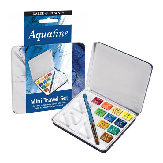 ESTOJO AQUARELA DALER AQUAFINE MINI TRAVEL SET 10 CORES+PINC