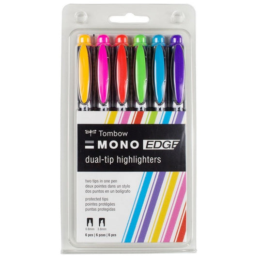 MARCADOR FLUORESCENTE TOMBOW EDGE C/ 06 CORES PONTA DUPLA