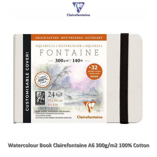 WATERCOLOUR BOOK FONTAINE 300G/M2 A6 SATINE 100% COTTON