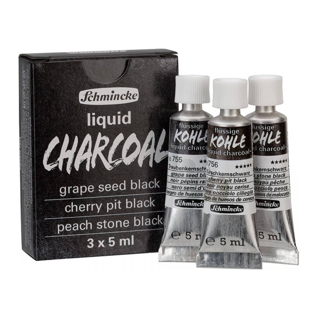 ESTOJO CARVAO LIQUIDO KOHLE SCHMINCKE 5ml C/ 03 CORES