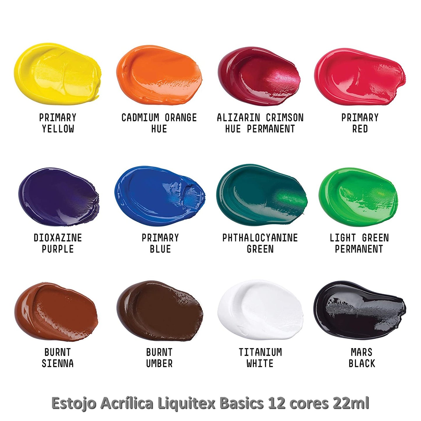ACRILICA LIQUITEX BASICS ESTOJO 12 CORES 022ML