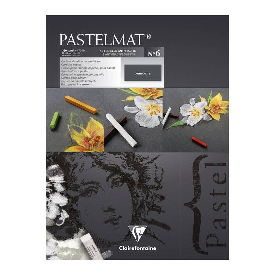BLOCO CLAIREFONTAINE PASTELMAT 6 360G/M2 30x40 12 FLS ANTHRACITE