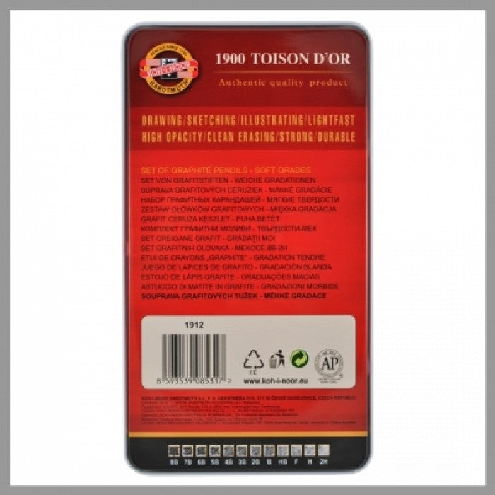 ESTOJO LAPIS GRADUADO KOH-I-NOOR 1900 C/ 12 TOISON D´OR 1912MT