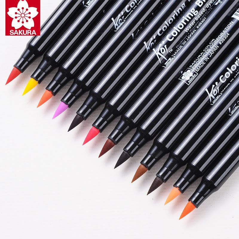 CANETA SAKURA KOI COLORING BRUSH C/ 12 SORTIDAS