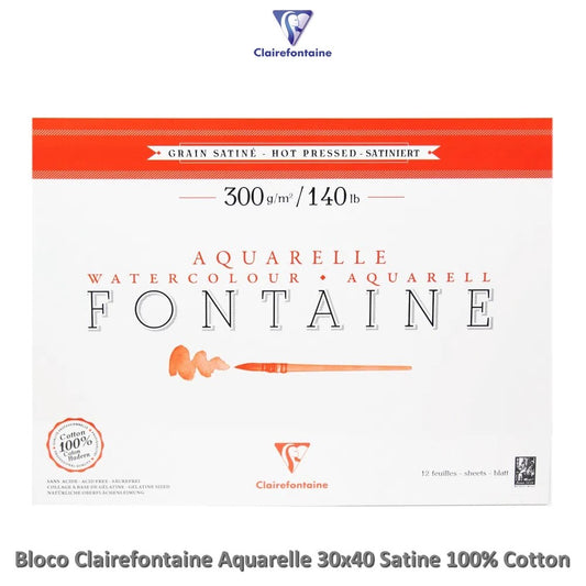 BLOCO CLAIREFONTAINE 100% COTTON SATINE 300g/m2 30x40 12FLS