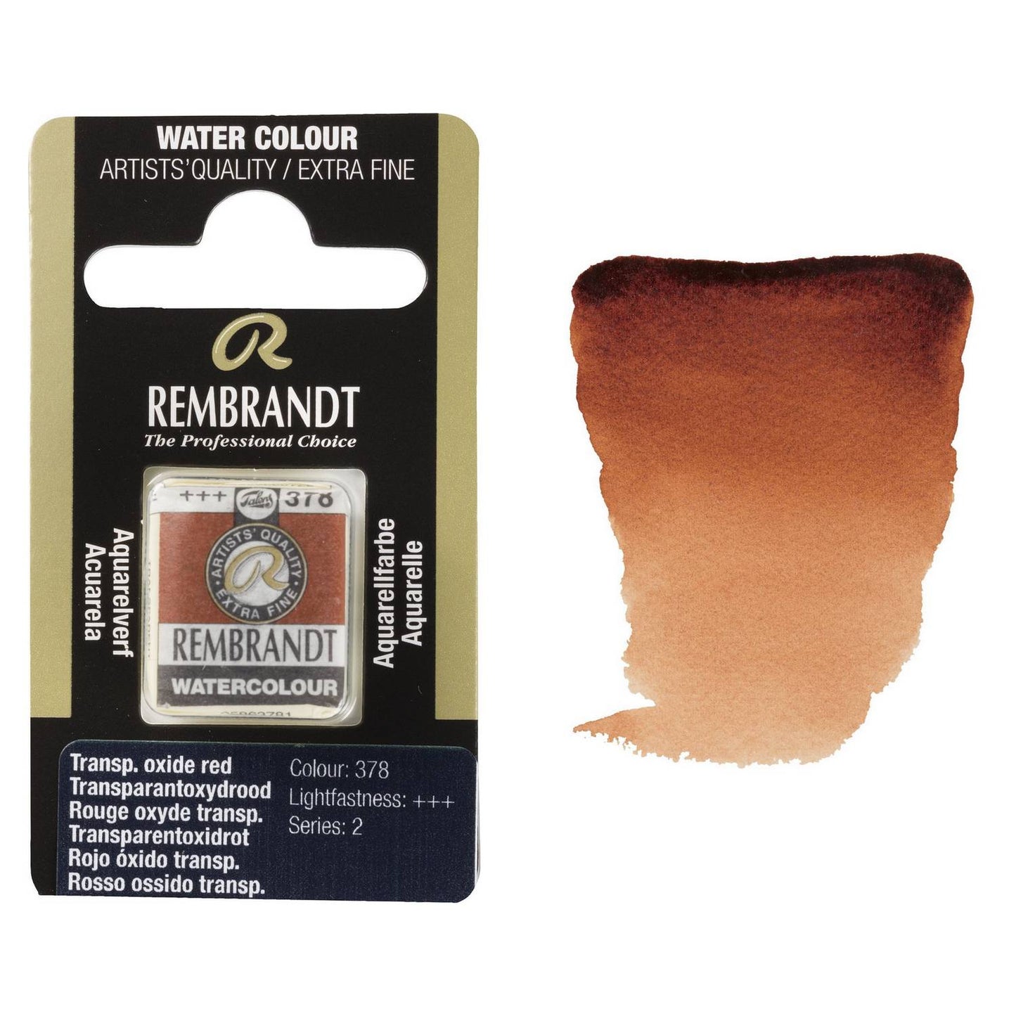 AQUARELA TALENS REMBRANDT HALF PAN 378 TRANSPARENT OXIDE RED S2