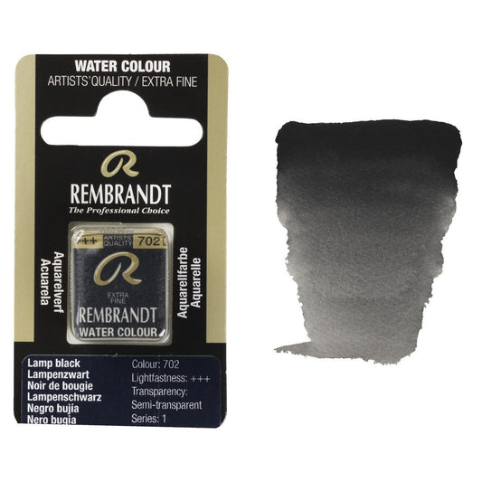 AQUARELA TALENS REMBRANDT HALF PAN 702 LAMP BLACK S1