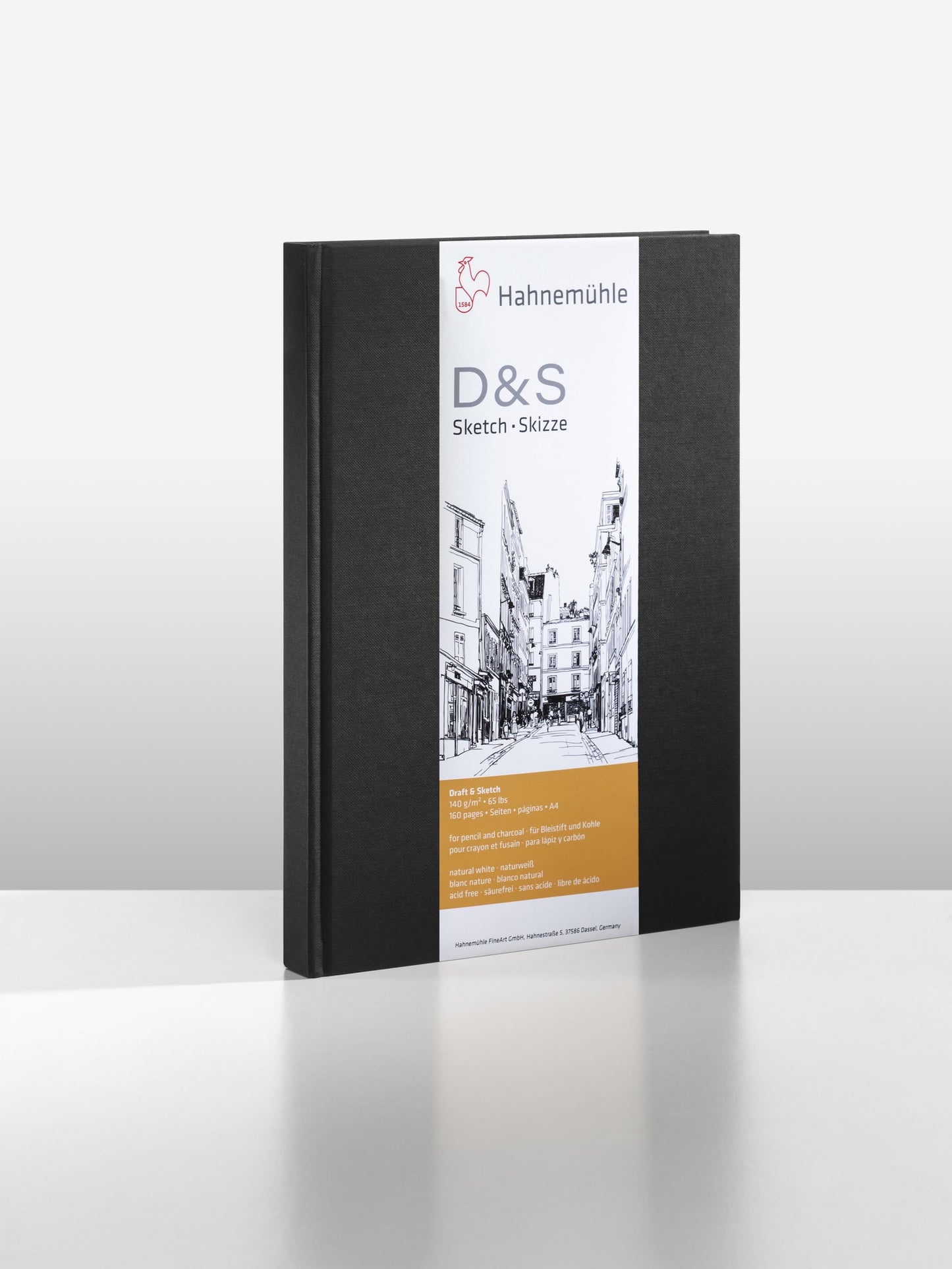 SKETCH BOOK HAHNEMUHLE D&S A4 140g/m2 PRETO 80 FOLHAS