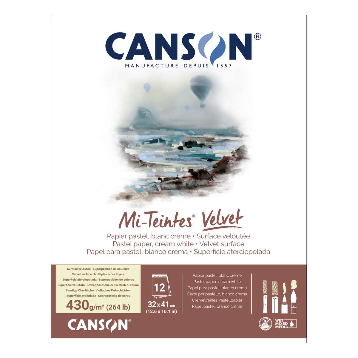 BLOCO CANSON MI-TEINTES VELVET CREME 430g 32x41 12 FLS