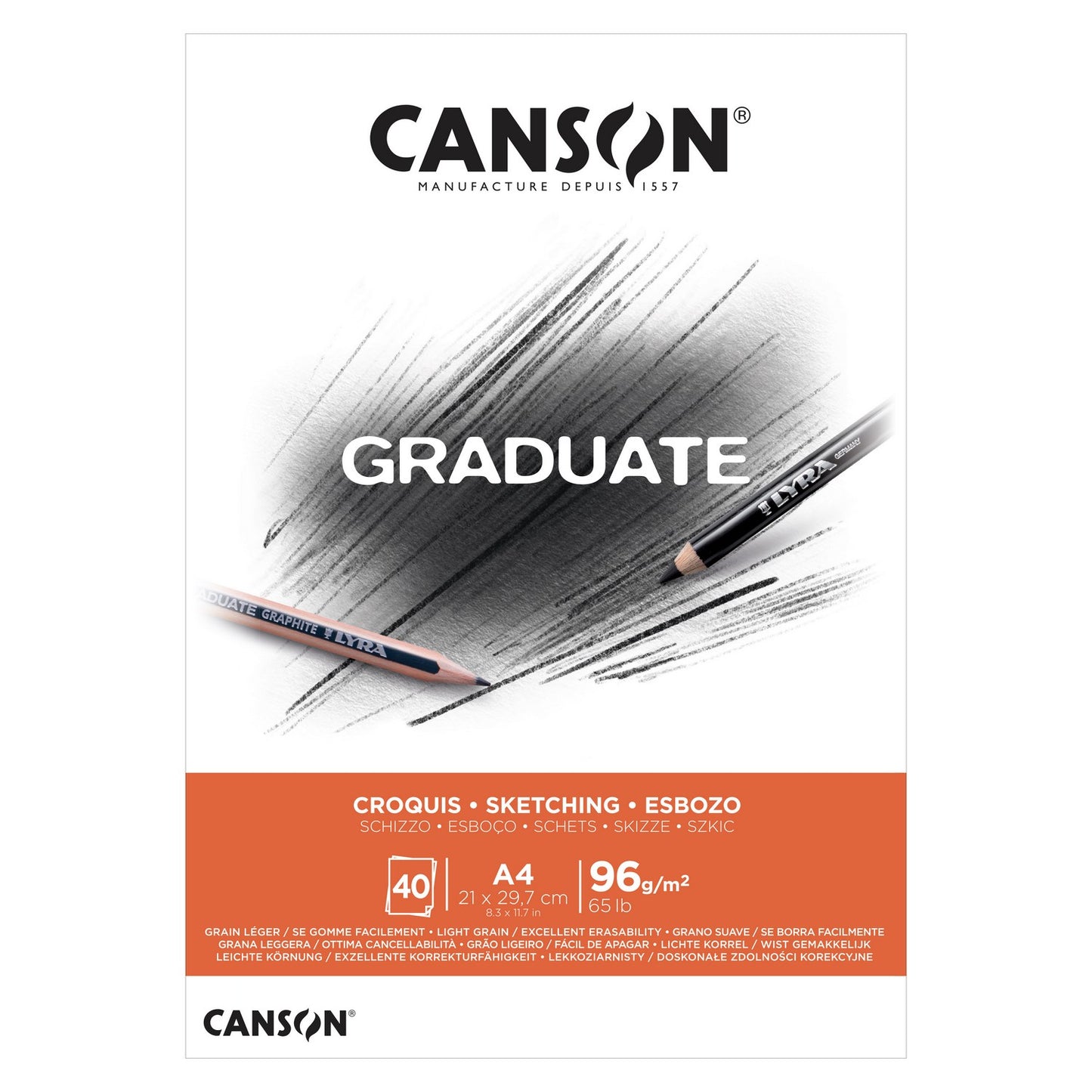 BLOCO CANSON GRADUATE CROQUIS A4 96G/M2 40F