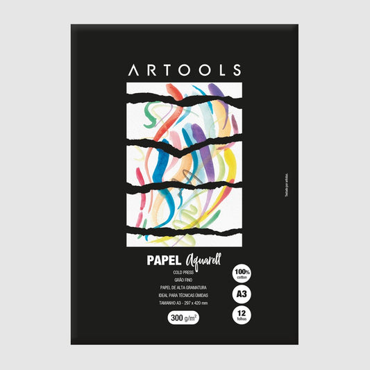 BLOCO AQUARELA ARTOOLS AQUA A3 100% COTTON 300G/M2 12 FOLHAS
