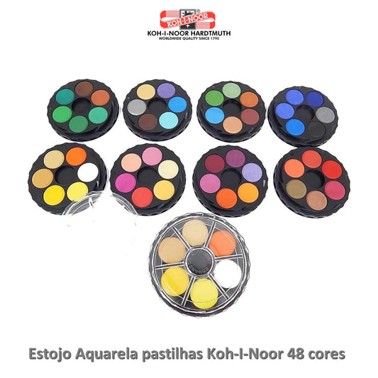 ESTOJO AQUARELA PASTILHAS KOH-I-NOOR 48 CORES 171507