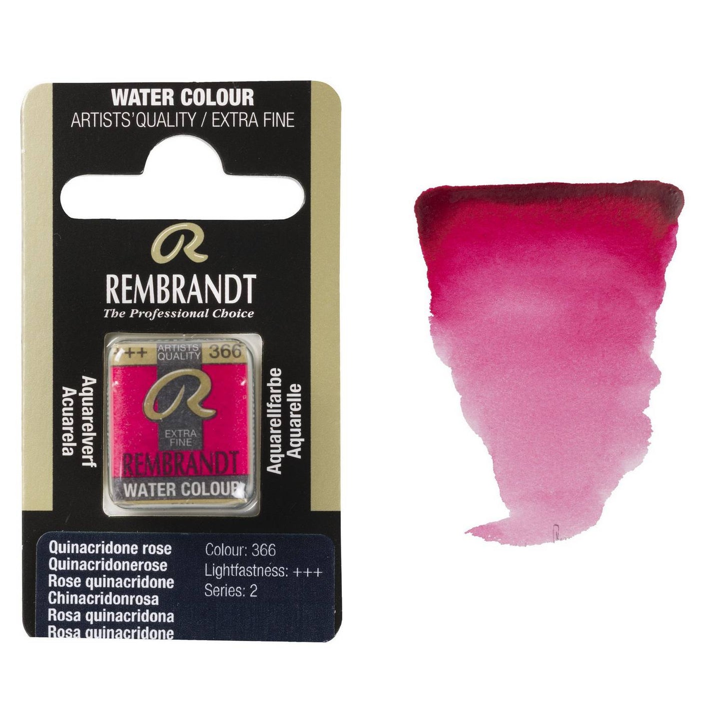 AQUARELA TALENS REMBRANDT HALF PAN 366 QUINACRIDONE ROSE S2