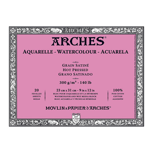 BLOCO ARCHES SATINE (HOT PRESS) 300G/M2 23X31 20 FOLHAS