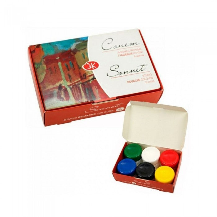 GOUACHE NEVSKAYA PALITRA SONNET 06 CORES 20ML BASICAS