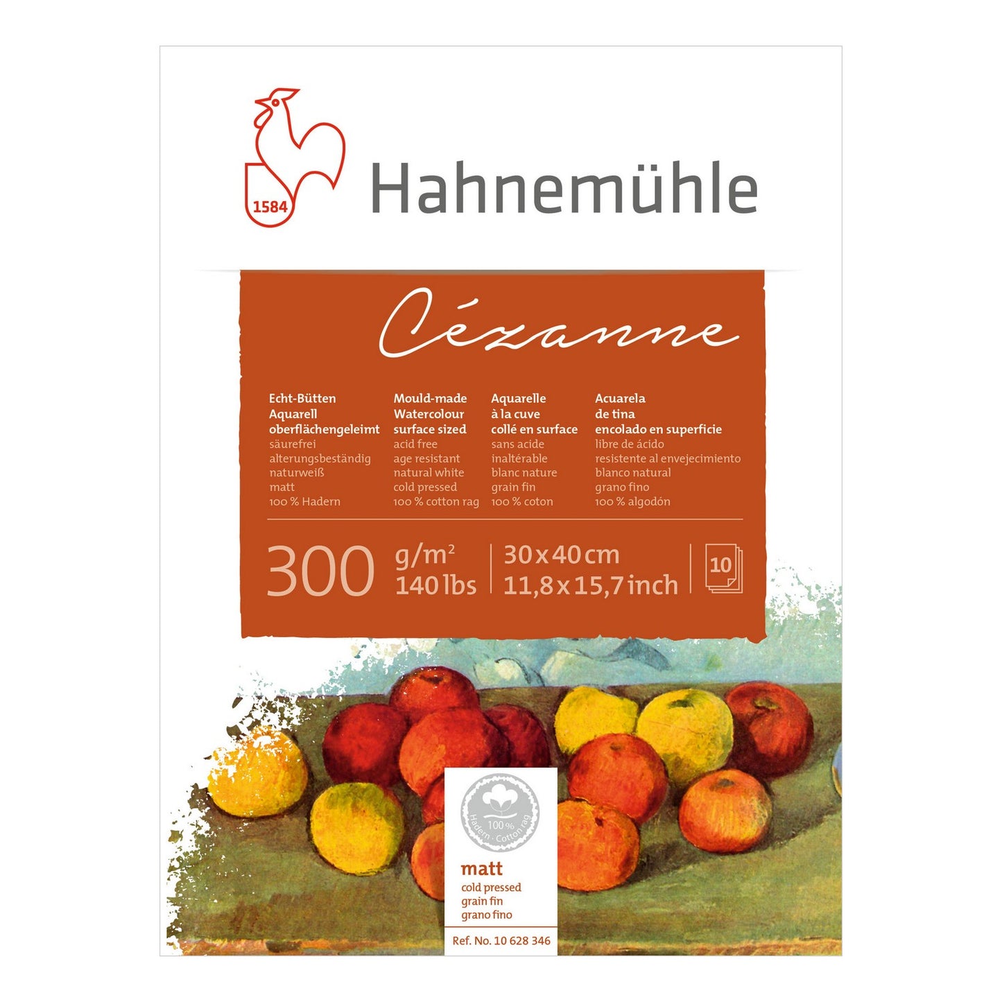 BLOCO HAHNEMUHLE CEZANNE GRANA FINA 30x40 300g/m2 COTTON 10F