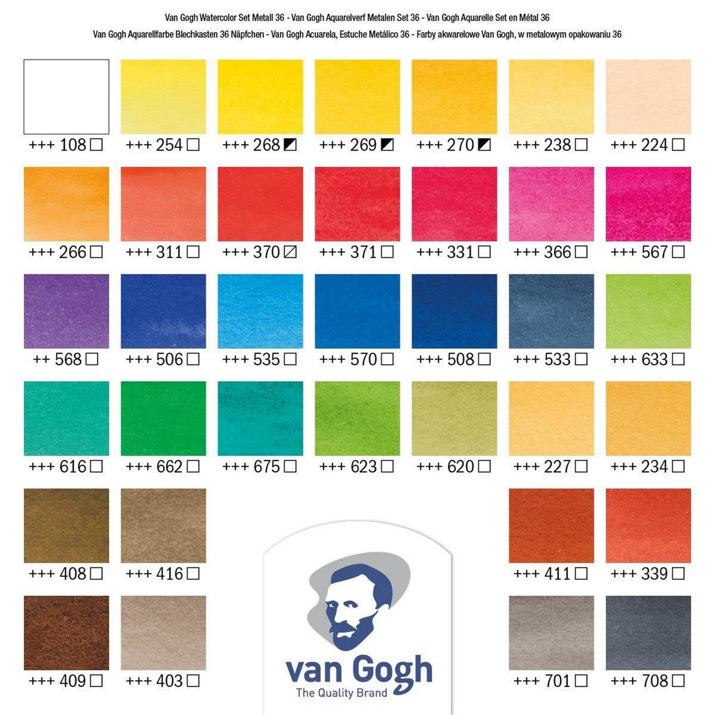 ESTOJO AQUARELA TALENS VAN GOGH 36 HALF PAN METAL BOX + PINC