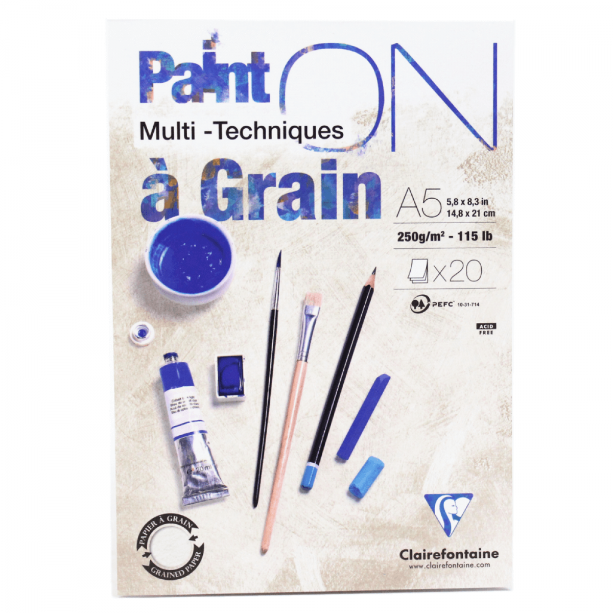 BLOCO CLAIREFONTAINE PAINT ON 250g/m2 A5 20FLS 975048