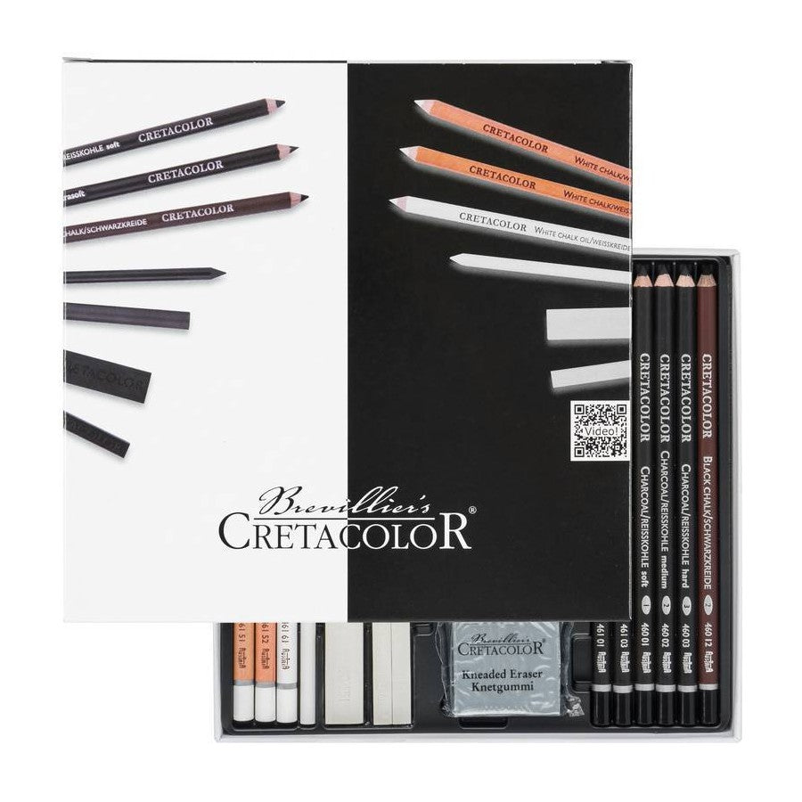 ESTOJO LAPIS ESBOCO CRETACOLOR BLACK e WHITE 25 PECAS