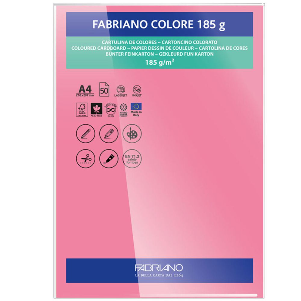 PAPEL FABRIANO COLORE 409 FUCSIA A4 185G C/10 UNI