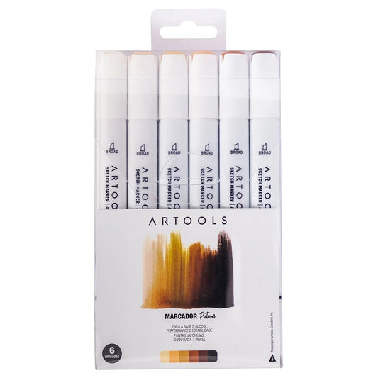 ESTOJO MARCADOR ARTOOLS PICTOM DUPLO C/ 06 TONS PELE