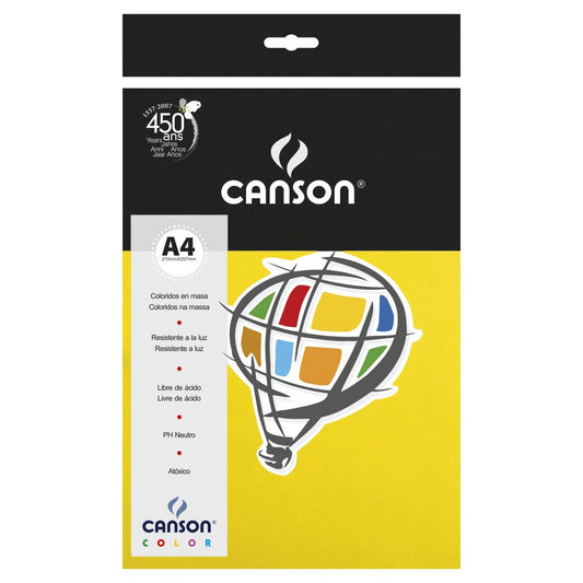 PAPEL CANSON COLOR 180G/M2 AMARELO CANARIO A4