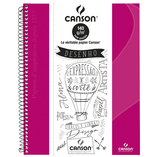 CADERNO SKETCH BOOK CANSON EXPRESSAO E ARTE ROSA PINK 140G 40F
