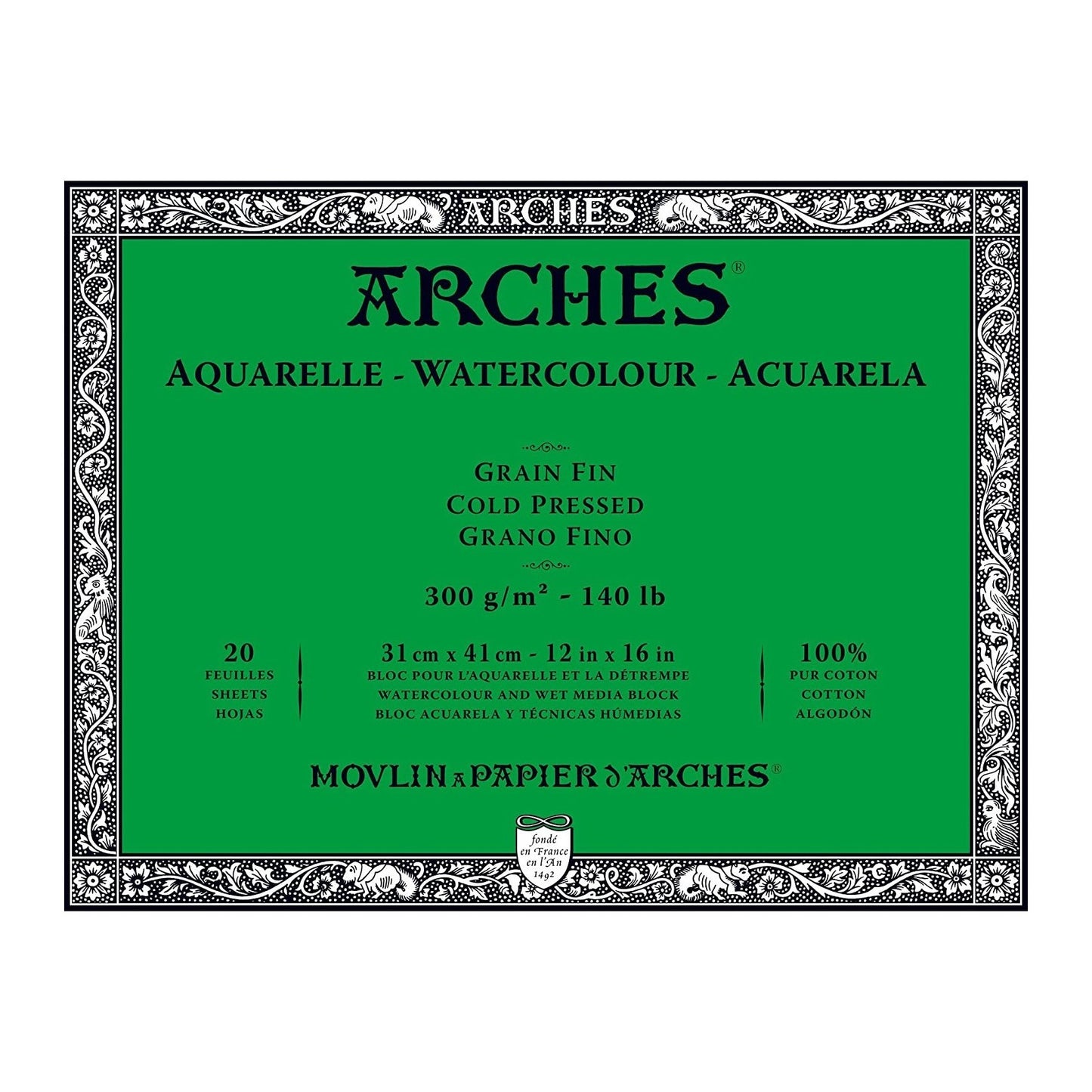 BLOCO ARCHES FIN (COLD PRESS) 300G/M2 31X41 20 FOLHAS