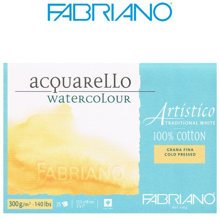 BLOCO FABRIANO ARTISTICO G. FINA 300g/m2 12,5x18 25 FLS