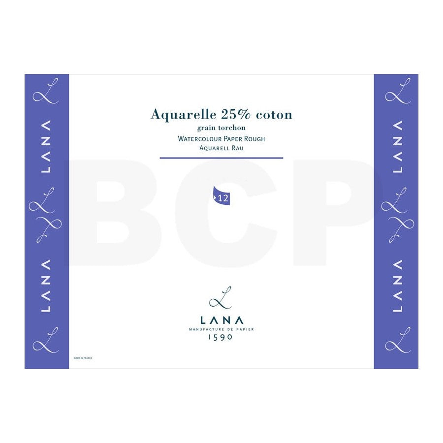 BLOCO LANA AQUARELLE 300g/m2 36x48 TORCHON 25% COTTON 12 FOL