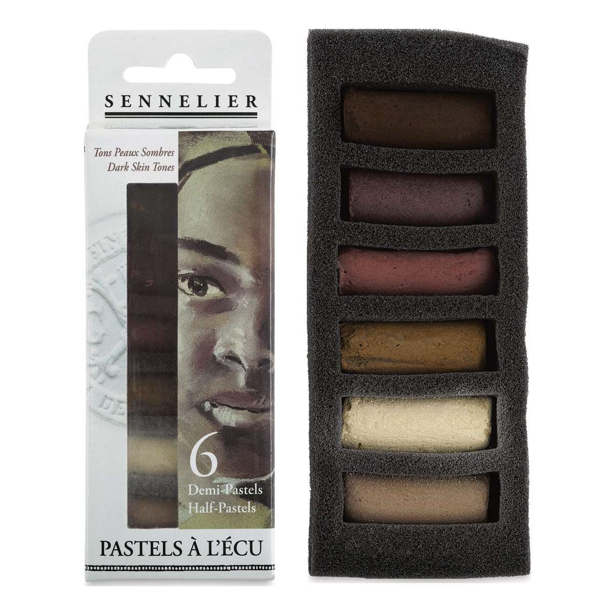 PASTEL SECO SENNELIER EXTRA SOFT 06 CORES DARK SKIN TONES HALF STICK