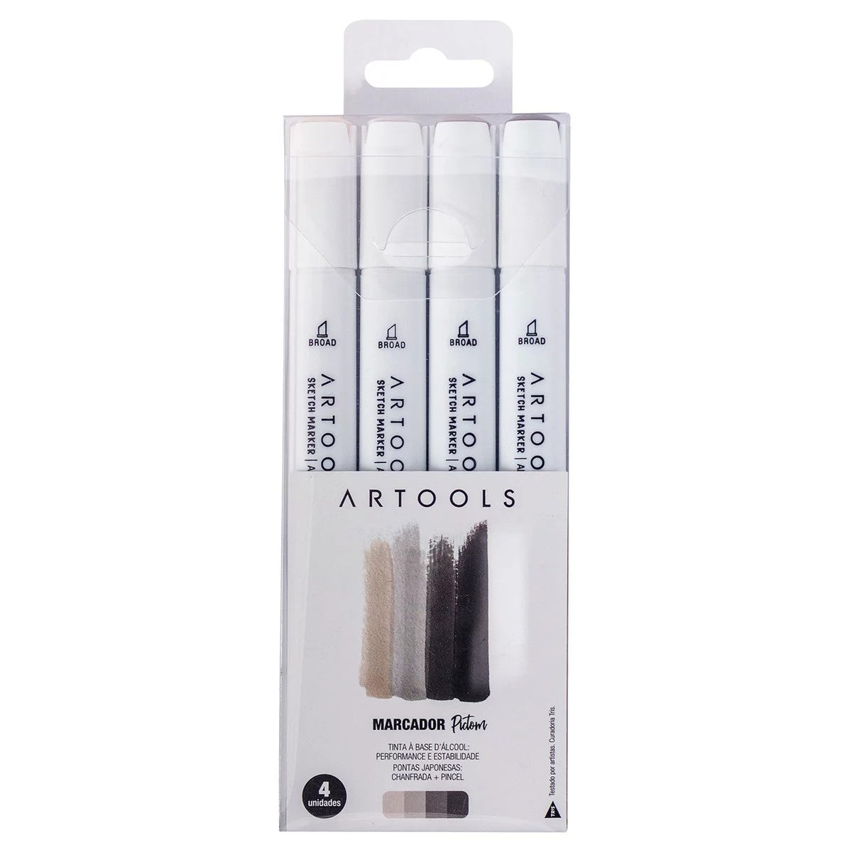 ESTOJO MARCADOR ARTOOLS PICTOM DUPLO C/ 04 CINZAS QUENTES