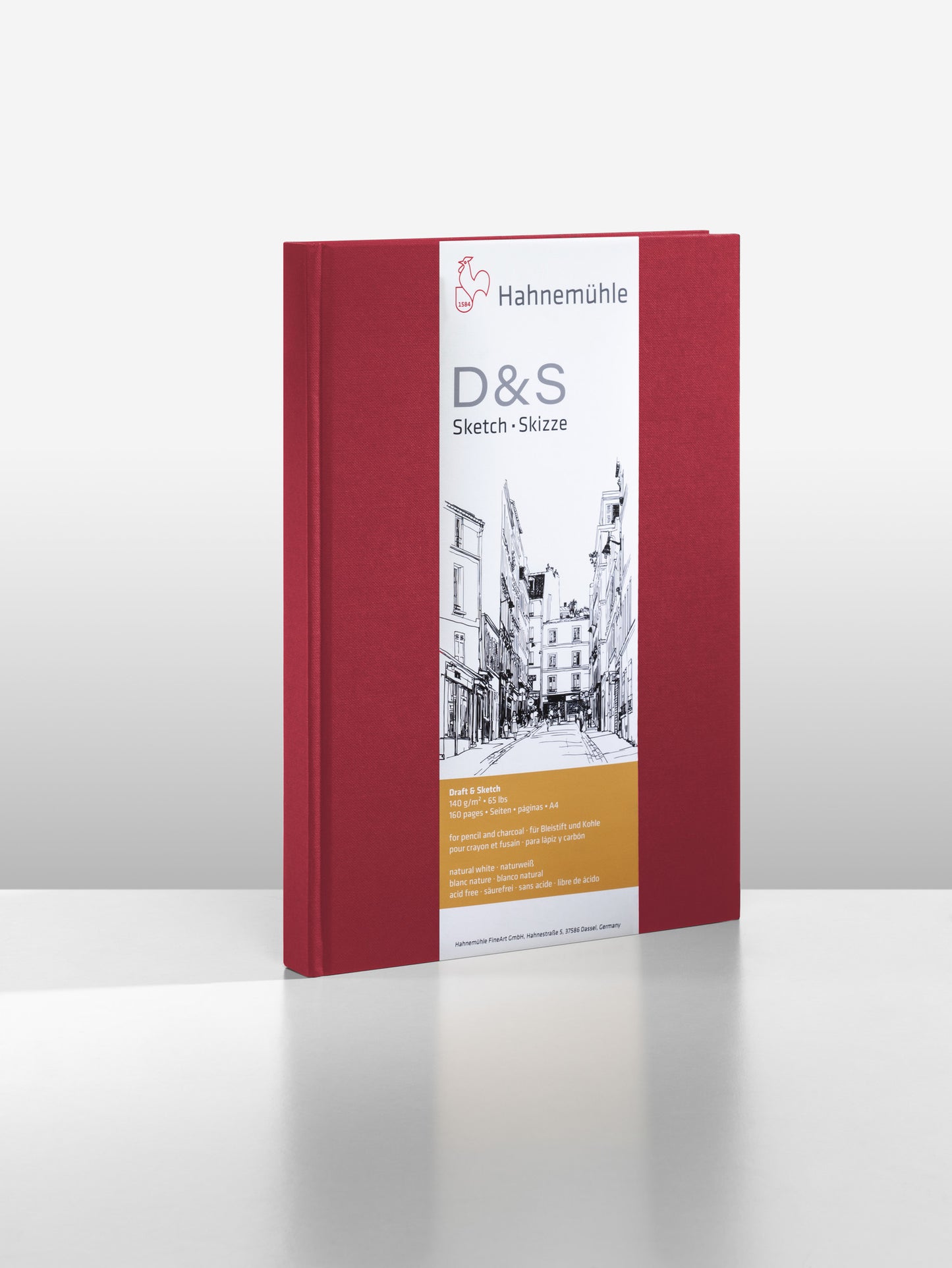 SKETCH BOOK HAHNEMUHLE D&S A4 140g/m2 VERMELHO 80 FOLHAS