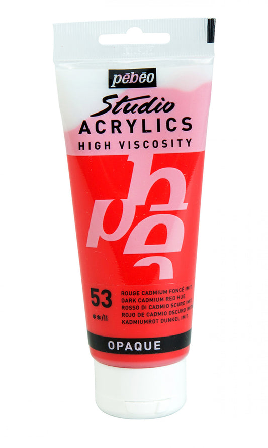 ACRILICA PEBEO STUDIO HV  100ML 53 VERMELHO DE CADMIO ESCURO 831053