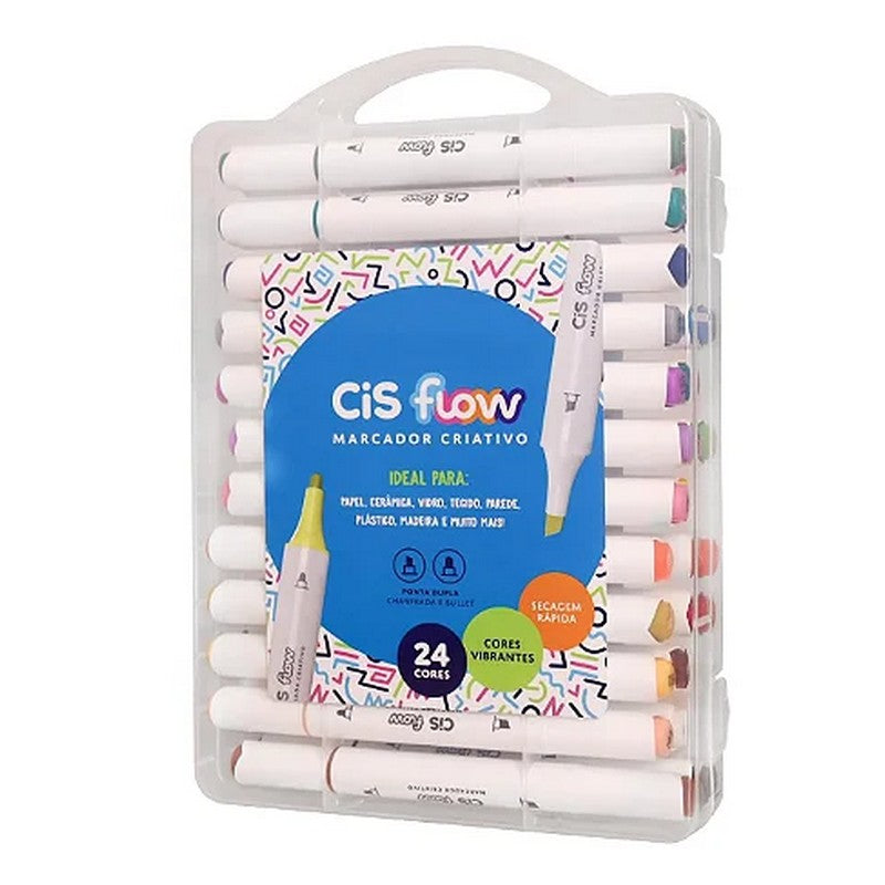 MARCADOR CRIATIVO CIS FLOW ESTOJO C/ 24CORES