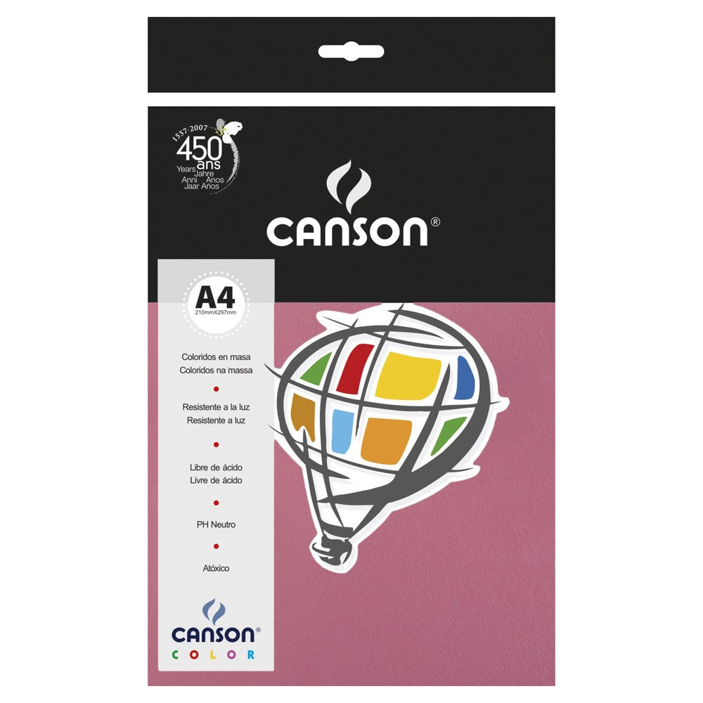 PAPEL CANSON COLOR 180G/M2 ROSA CHICLETE A4