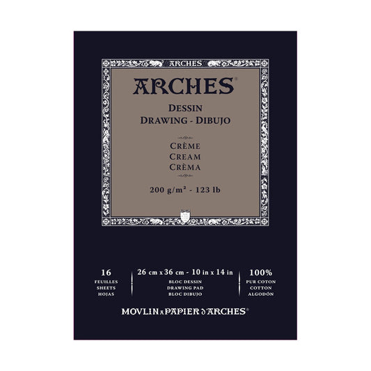 BLOCO ARCHES DESSIN CREME 26X36 200g/m2  100%COTTON 16 FLS
