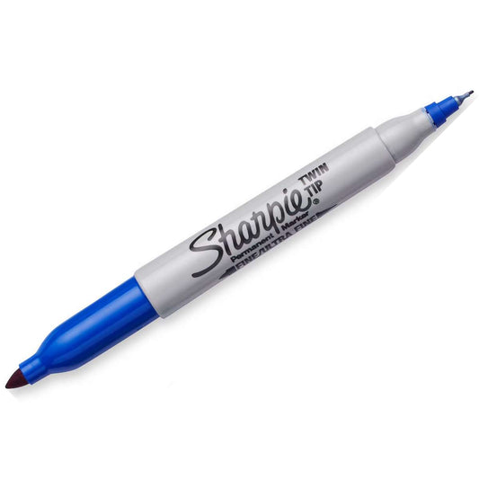 MARCADOR PERMANENTE SHARPIE TWIN TIP PONTA DUPLA AZUL