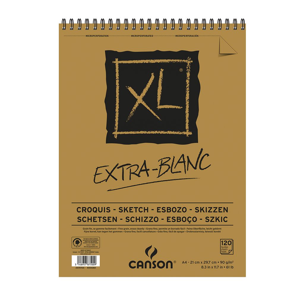 BLOCO CANSON XL CROQUIS EXTRA BLANC A4 90g/m2 120 FOLHAS