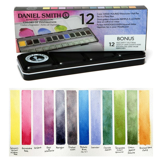 ESTOJO AQUARELA DANIEL SMITH 12 HALF PAN COLOR OF INSPIRATION + PAN VAZIA