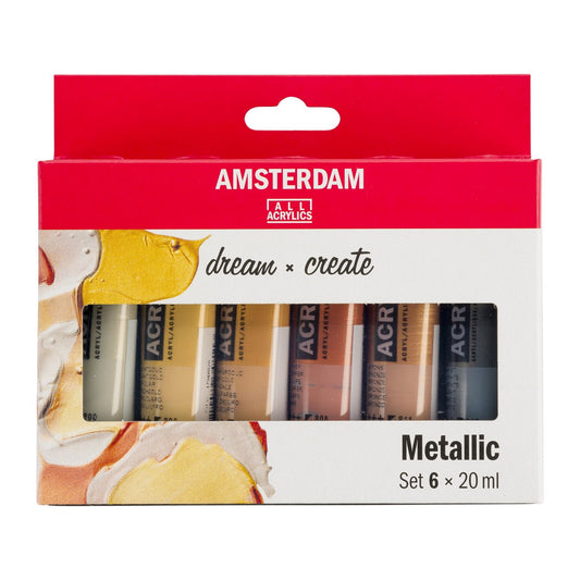 ESTOJO ACRILICA TALENS AMSTERDAM 20ML 06 CORES METALICAS